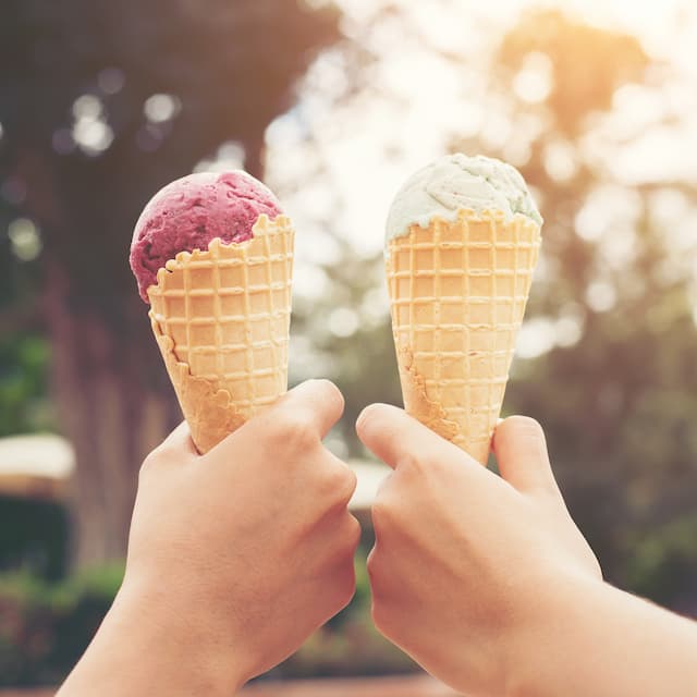 two ice cream cone